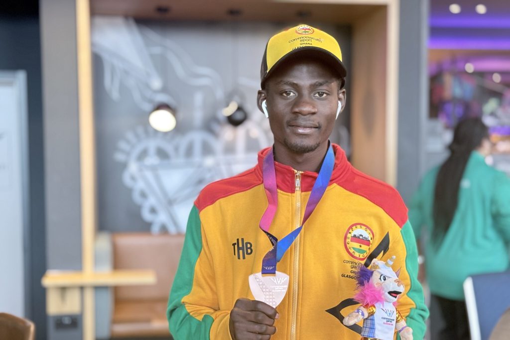 Ghanaian boxer Amadu Mohammed in the ring during his bronze medal campaign at the Glasgow 2026 Commonwealth Games