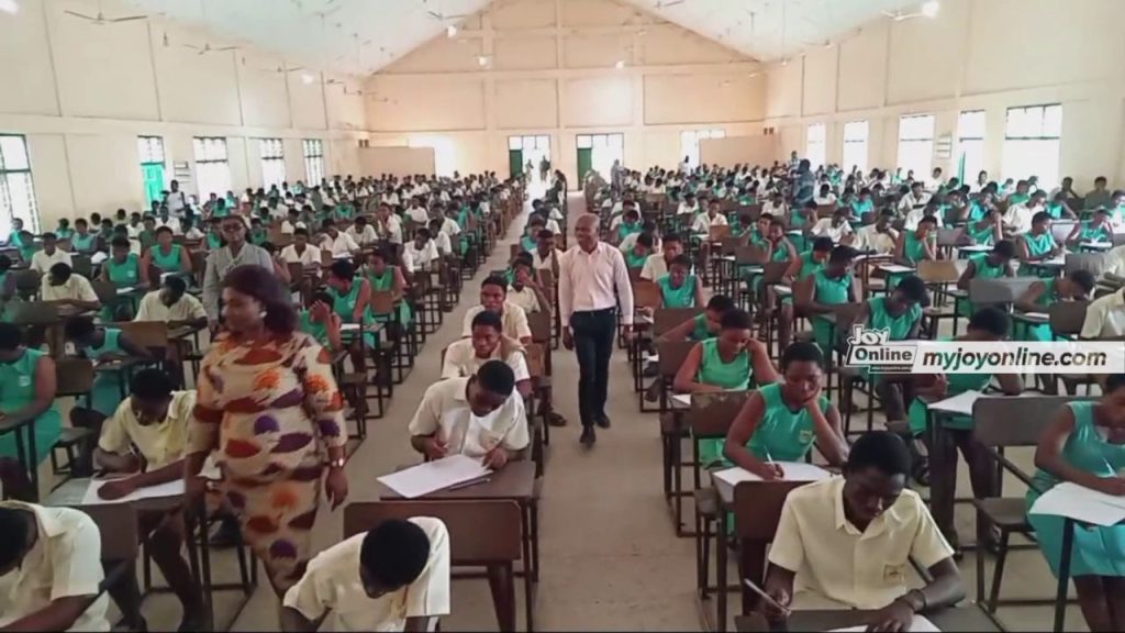WASSCE candidates seated in an examination hall in Ghana